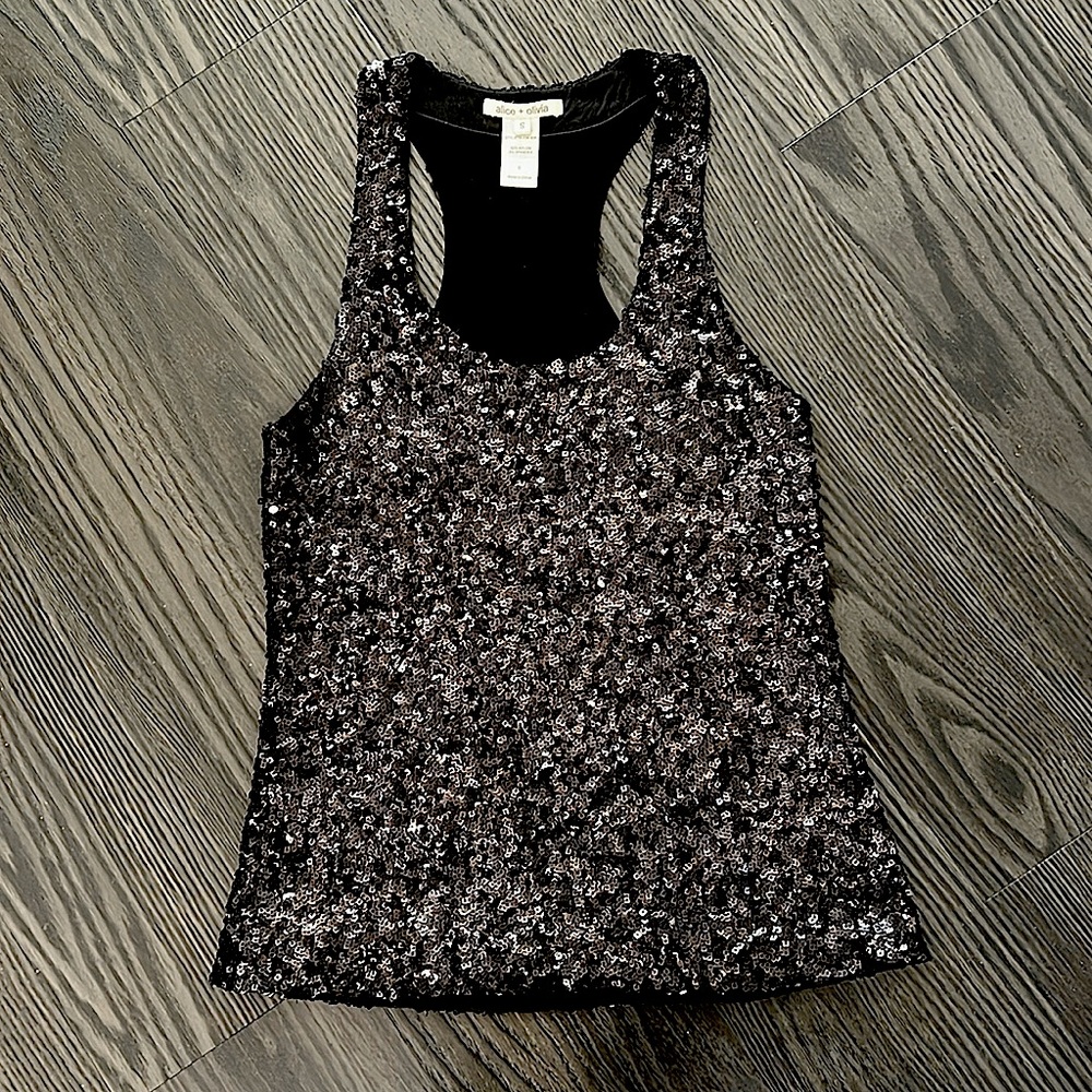 Alice + Olivia Sequin Racerback Tank